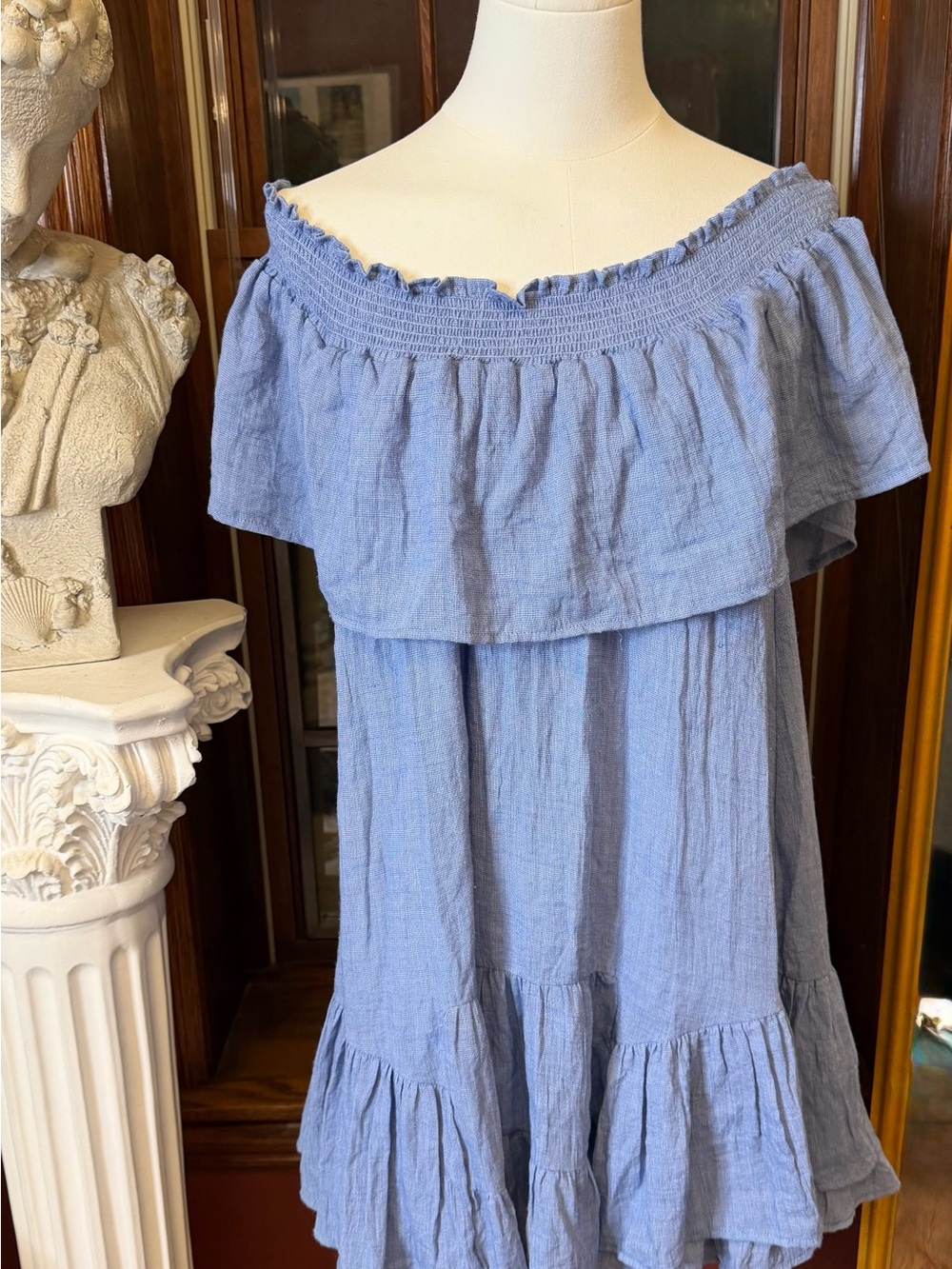 Entro Blue Off Shoulder Ruffle Dress Small - Picture 3 of 7
